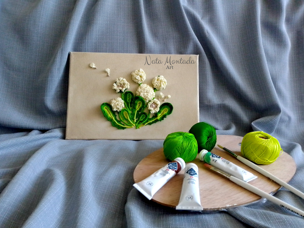 Картина "Одуванчики. Прощай, лето". Авторское художественное кружево.