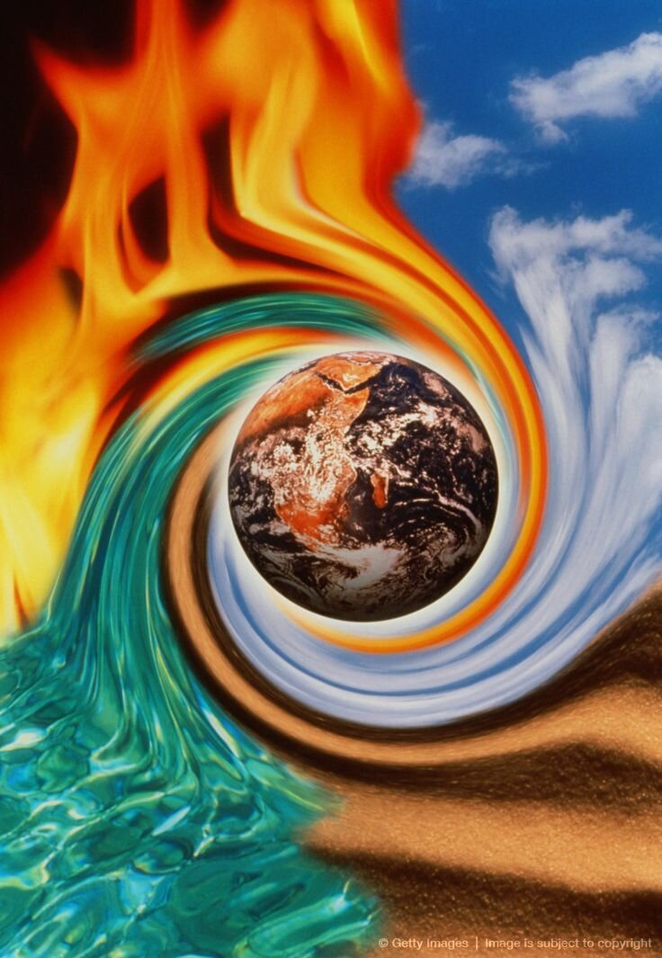 Четыре стихии: огонь, вода, земля и воздух. Яндекс картинки.