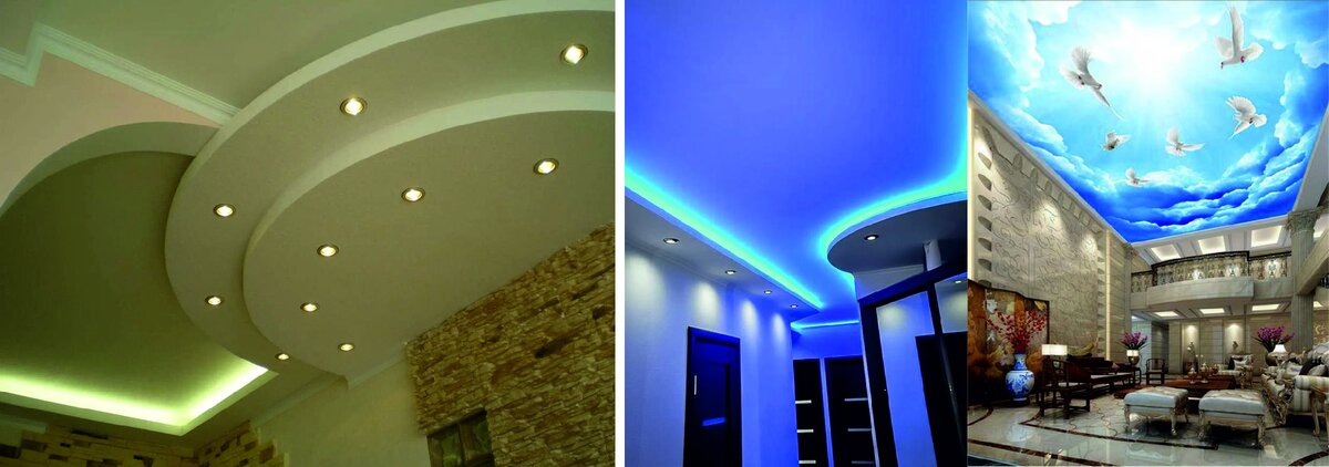 Многоуровневый потолок из гипсокартона, натяжной потолок (фото-Яндекс-картинки)