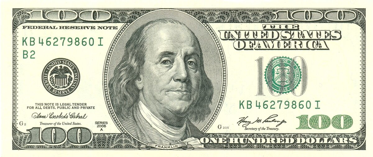 100 долларов образца 1996 года. Источник фото: Википедия.