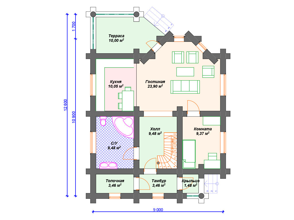 Проект дома с эркером и 3 спальнями | Arplans.ru - проекты домов | Дзен