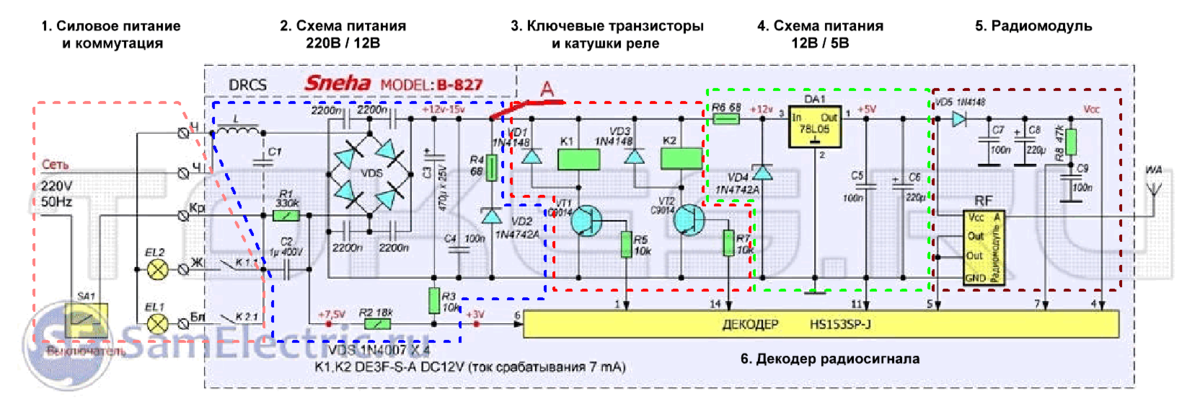 Bente b 837 схема принципиальная электрическая Сгорел контроллер люстры. Рассказываю, как отремонтировать своими руками СамЭлек