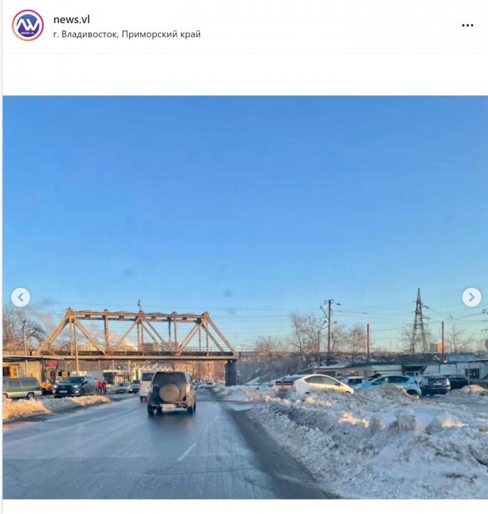 скриншот instagram.com/news.vl, вот так выглядят дороги еще до пробок