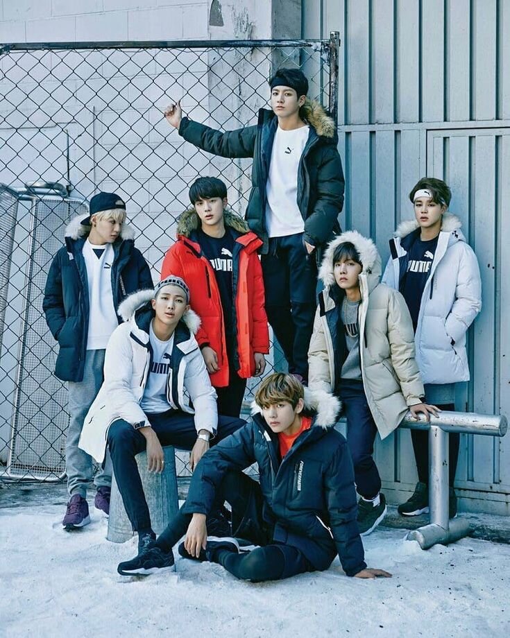 BTS're in down jackets.