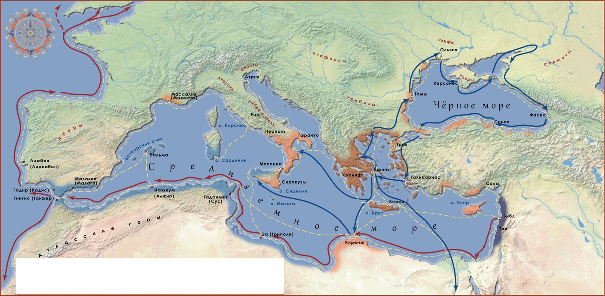 Течения средиземного моря на карте. Финикийские колонии и морские торговые пути. Средиземное море Финикия. Торговые пути финикийцев по Средиземному морю. Морской путь из Средиземного моря в черное море.
