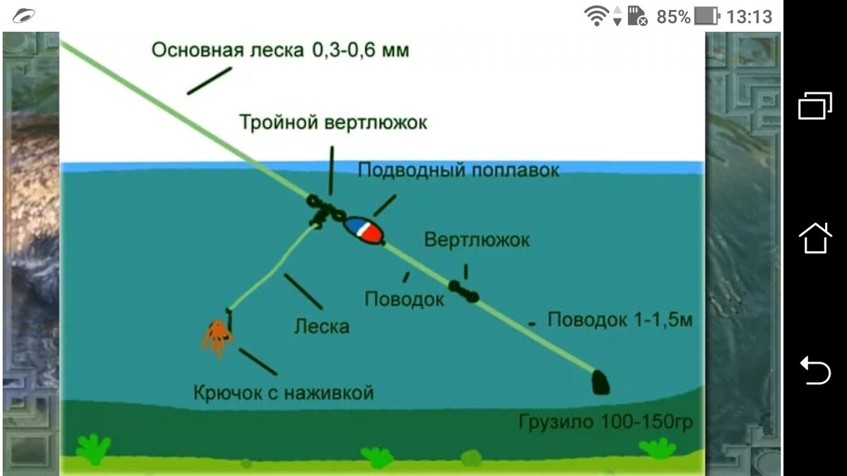 Донная снасть с берега