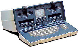 Первым портативным компьютером был Osborne Computer, представленный в 1981 году. Он весил около 10 килограммов, имел 5-дюймовый монитор, два дисковода для дискет, 64 кб ОЗУ и стоил 1795$.
