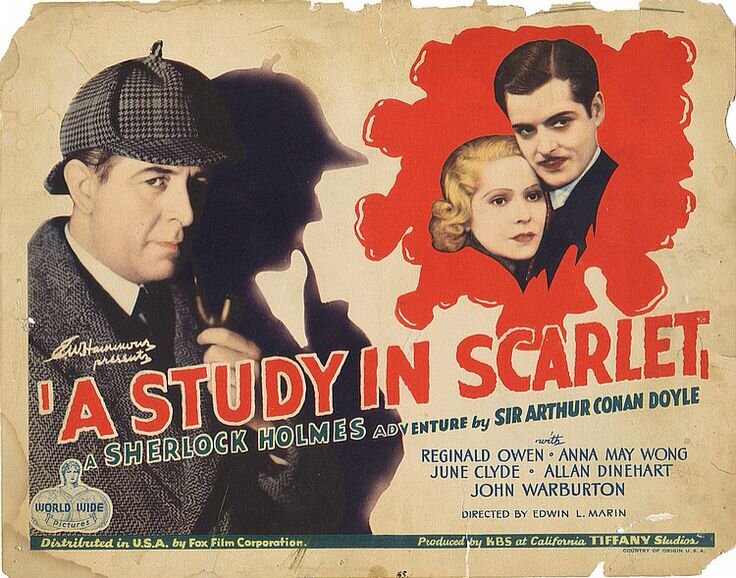 Постер к фильму «Этюд в багровых тонах» (реж. Эдвин.Л.Марин, 1933) https://www.pinterest.ru/pin/300122762645766316/