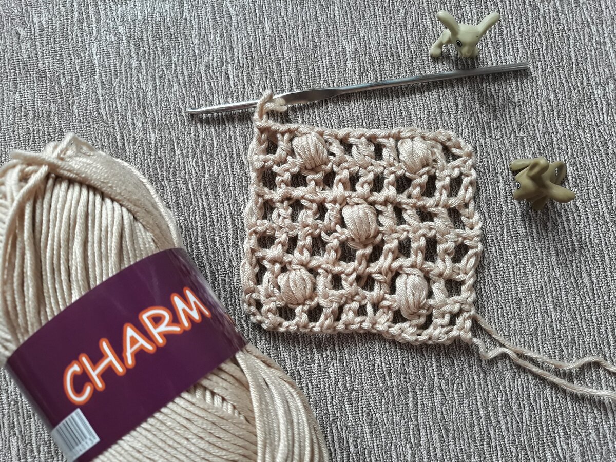 Образец узора из пряжи Charm от Vita Cotton. Фото сделано специально для этой публикации.