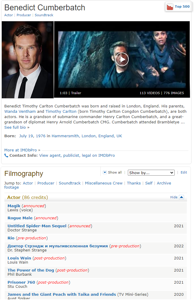 скриншот с сайта IMDB
