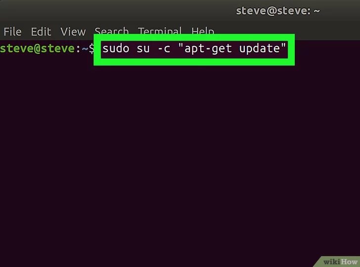 2Введите команду в терминале. Команда: sudo su -c "apt-get update". Теперь нажмите Enter. Эта команда проверит наличие новых обновлений в репозитории.[1]