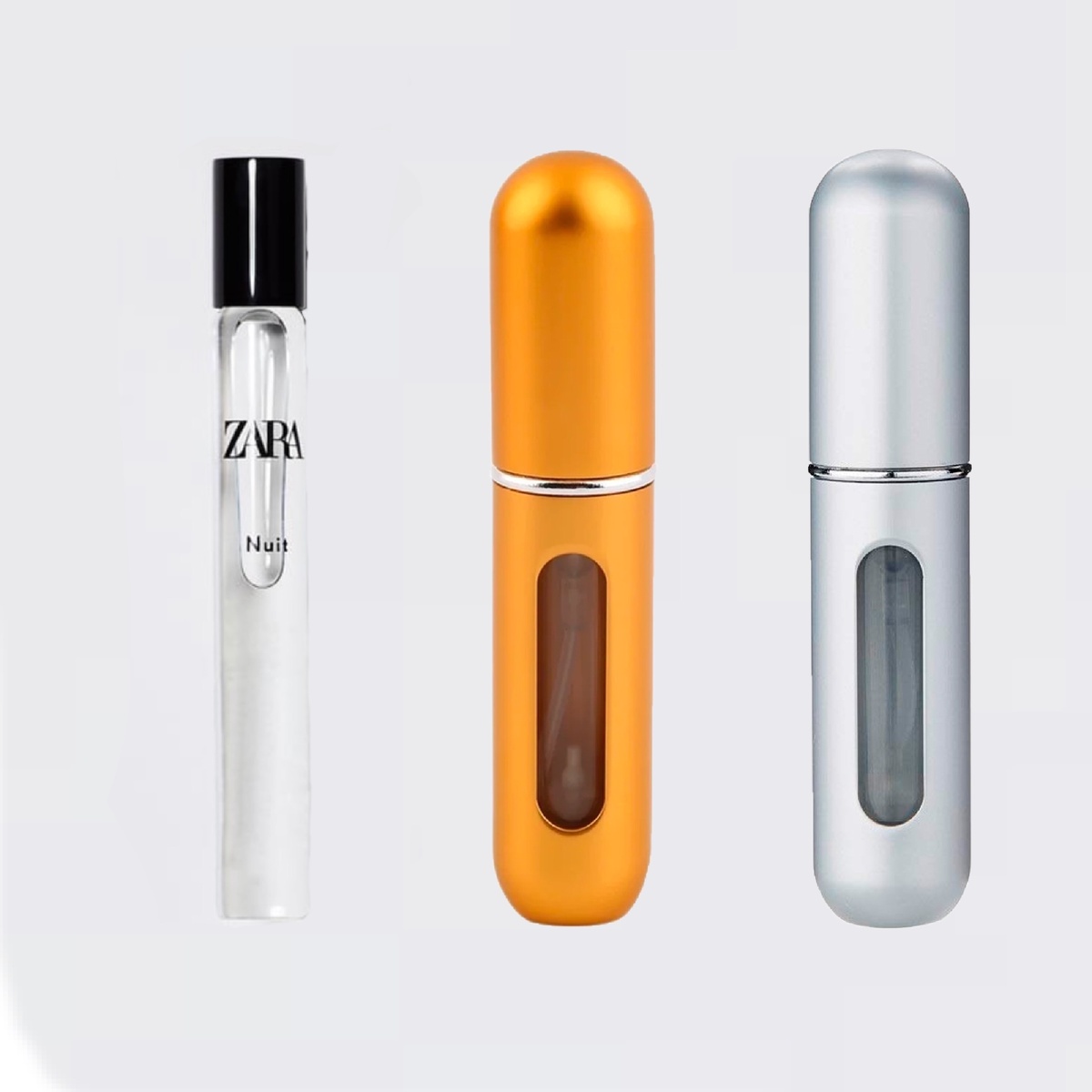 Духи в атомайзере Zara — 449 рублей, набор пустых атомайзеров на OZON — 466 рублей