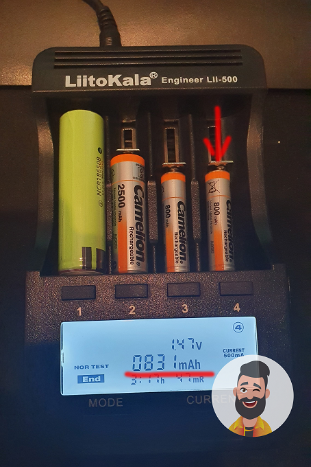 Зарядка аккумулятора Camelion 800mAh