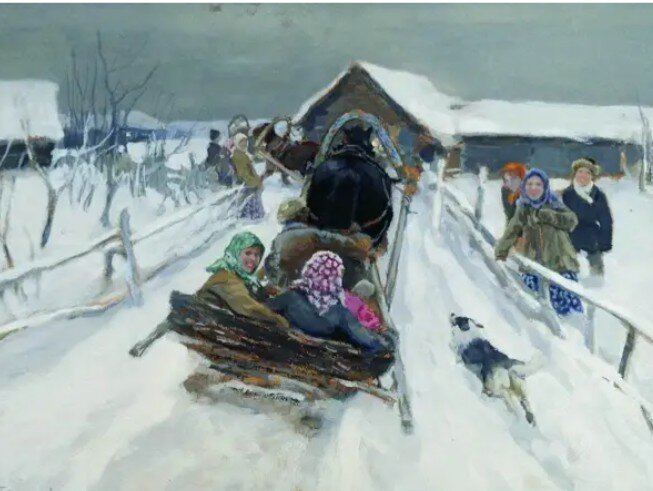 А. Степанов, Катание на Масленицу, 1910