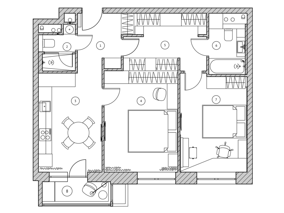 План квартиры 60 кв м 3 комнаты