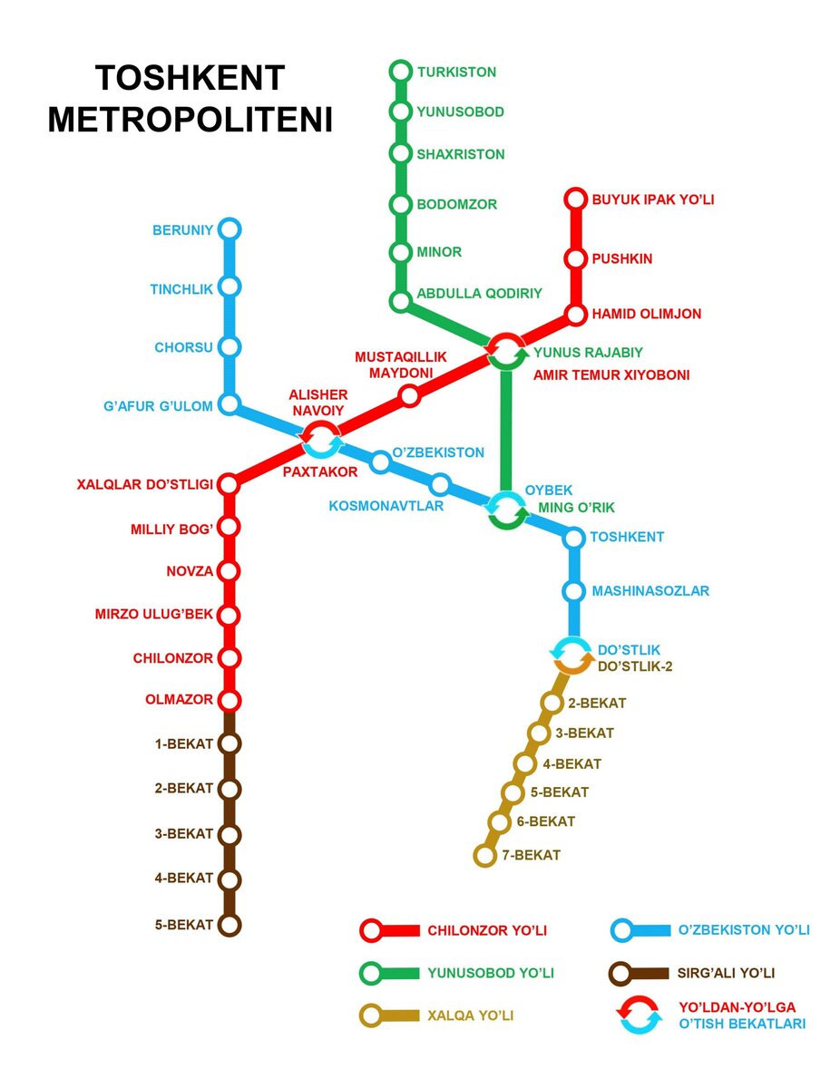 Схема метро ташкента 2022 на русском языке