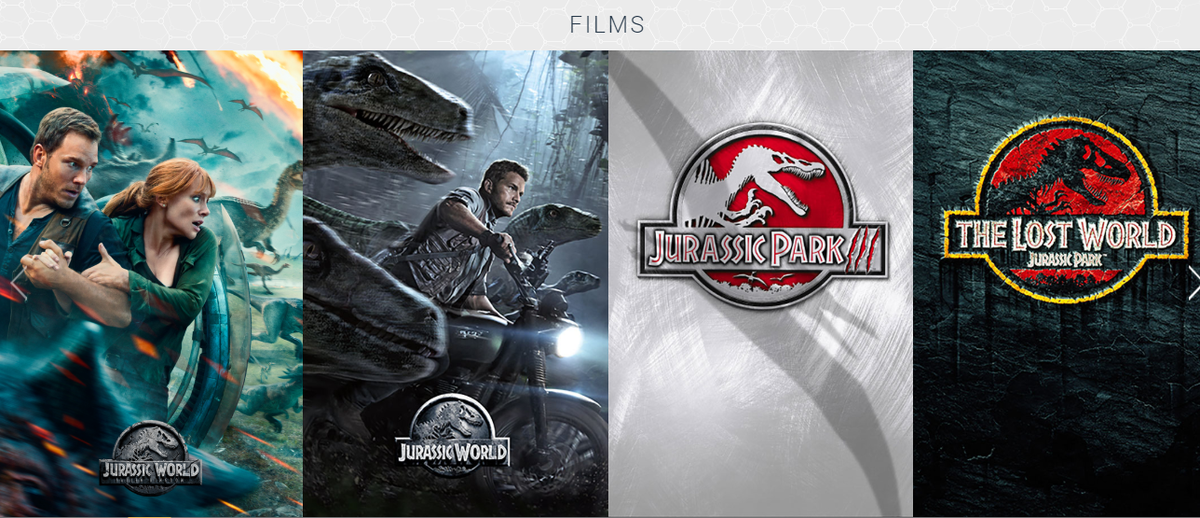 Скриншот с сайта jurassicworld.com/films