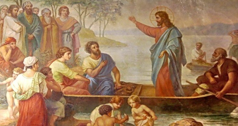 Иисус проповедует в лодке. Изображение взято на сервисе "Яндекс. Картинки".