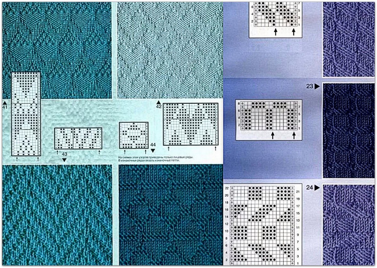 Простые схемы вязания спицами для начинающих из лицевых и изнаночных петель узоры