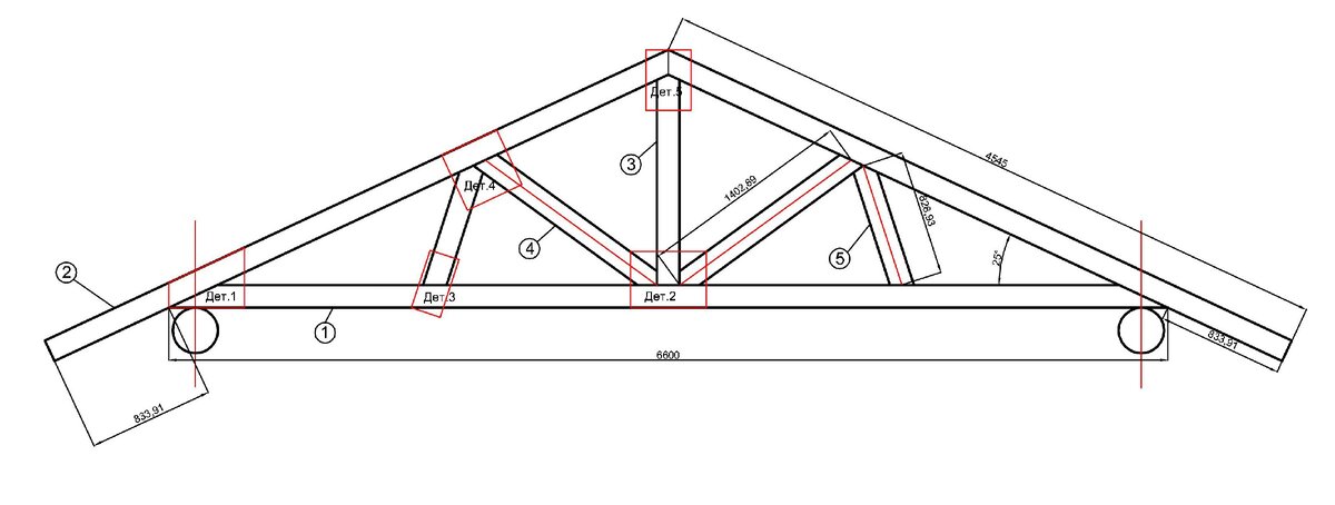 Чертеж фермы перекрытия