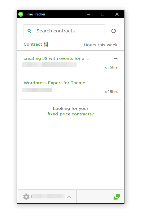 Стартовый экран приложения. Видно все активные контракты с почасовой оплатой