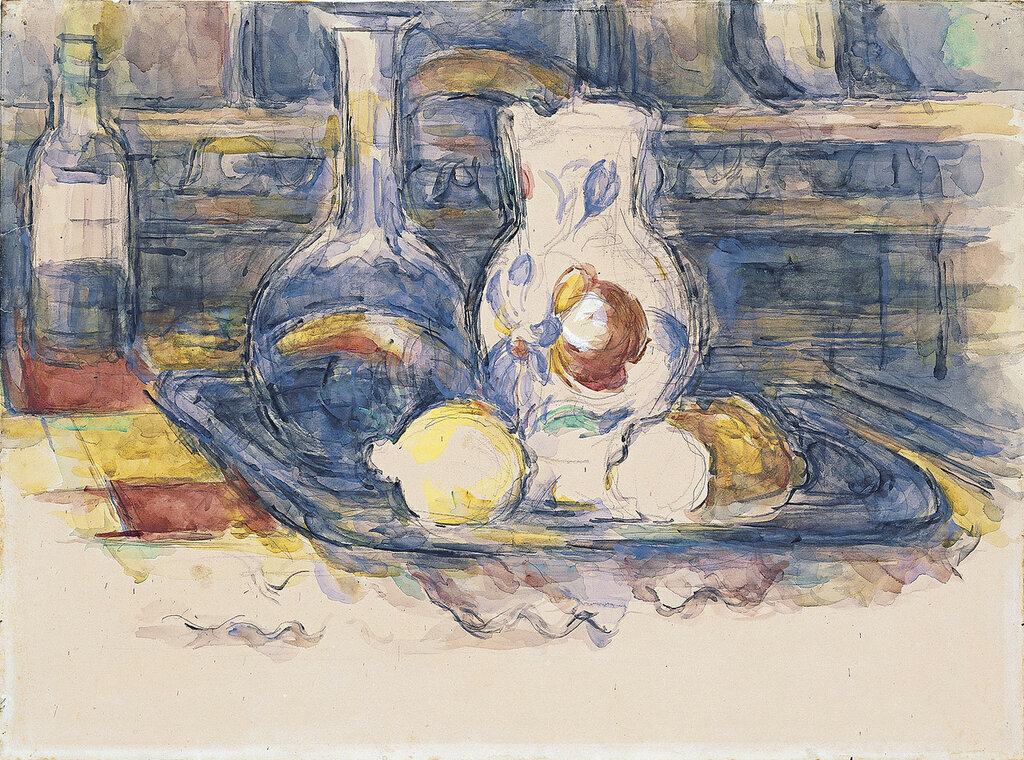 Поль Сезанн, Still Life with Bottle, Carafe, Jug and Lemons, 1902  год 