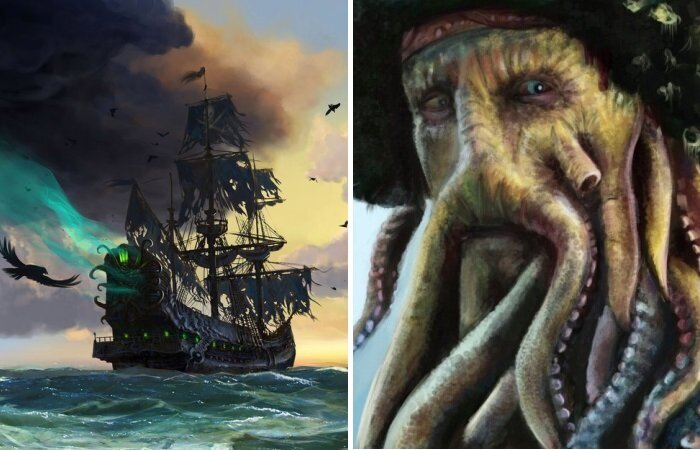 Корабль-призрак «Летучий голландец» и его страшный капитан Дэйви Джонс.