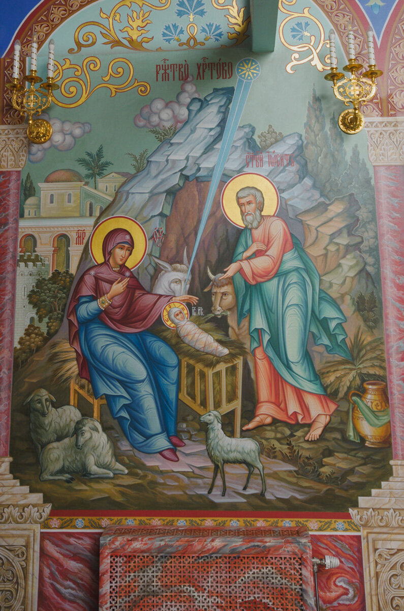 Фрагменты росписей Кафедрального Собора Рождества Христова в г. Солигорск. Работа художников мастерской "Палехский иконостас"   https://iconostas.ru/