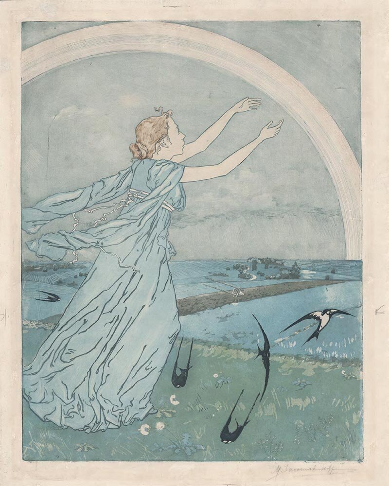 М.В. ЯКУНЧИКОВА. Неуловимое. 1895 
Цветной офорт. 58,5 × 44
© Музейно-выставочный комплекс Московской области «Новый Иерусалим»