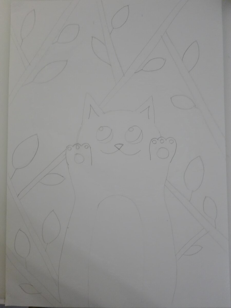 Сначала карандашом нарисовали такой эскиз. В галерее "работа" дочери)