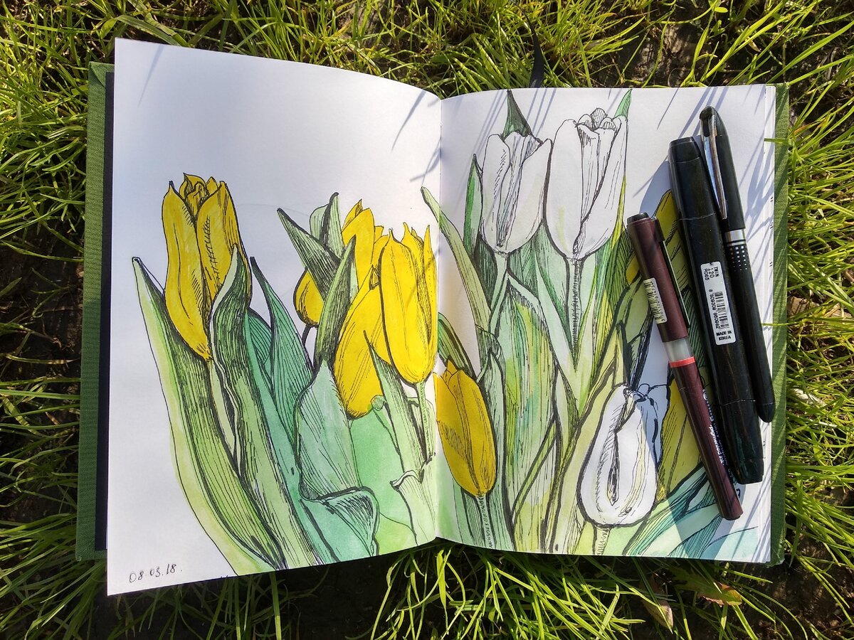 Пример моего рисунка в небольшом блокноте.  Рисунок 2018 года.