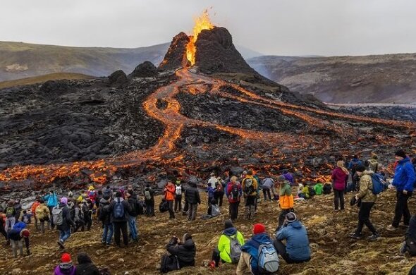 Извержение вулкана в Исландии, фото Vísir/@vilhelmgunnarsson