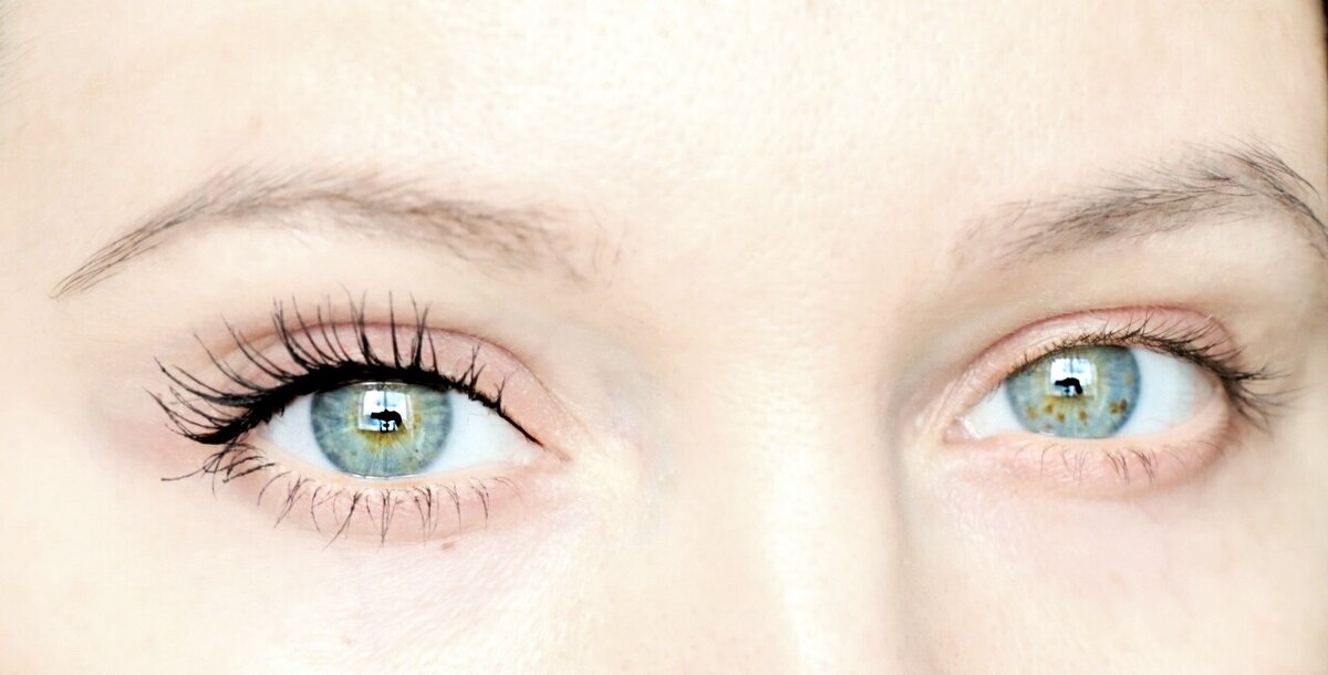 Тушь в 1 слой. Как видно, ресницы без туши у меня совсем блеклые