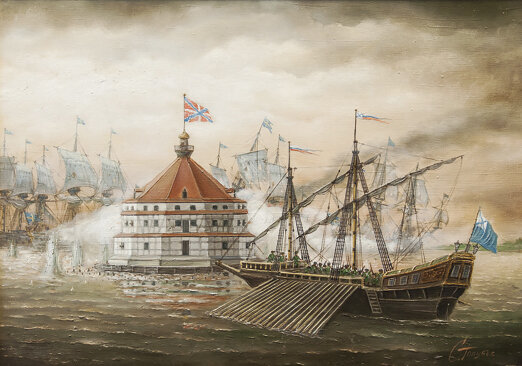 С. Голубев. Отражение атаки шведских кораблей