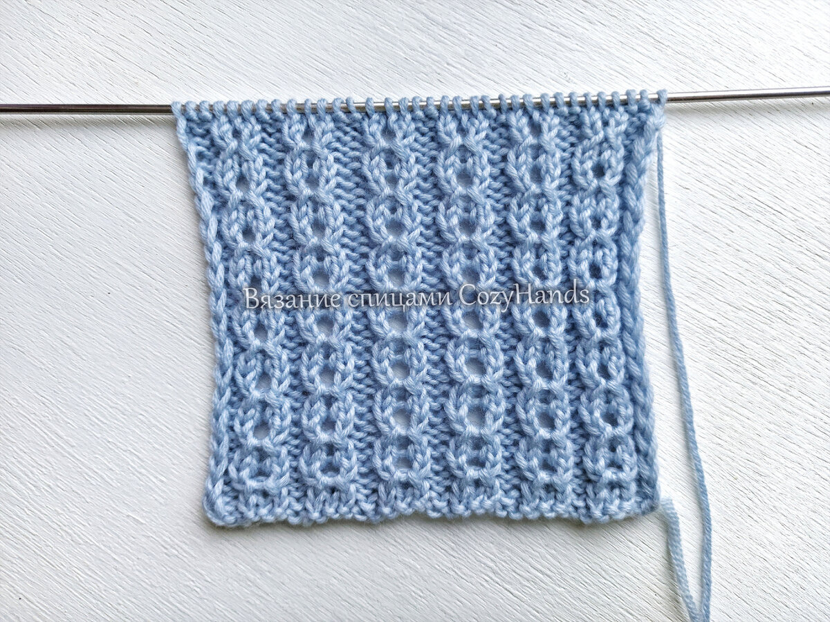 Красивая ажурная резинка для вязания шапок, носков, шарфов