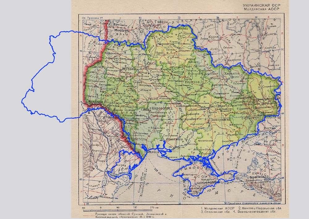 Карта украины 1945