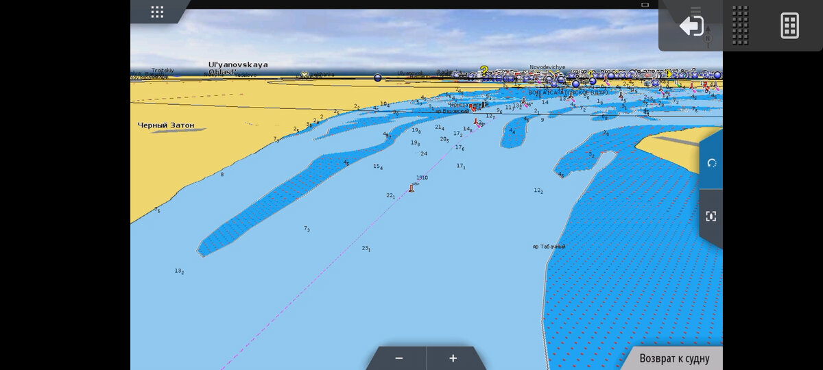 Изображение карты Navionics на экране МФД в Трехмерном режиме!
