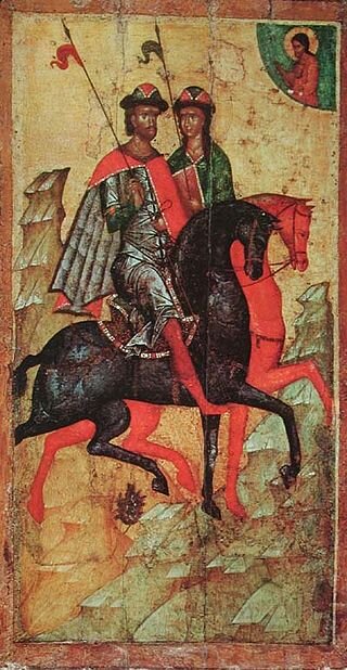 Князья Борис и Глеб на конях. Источник: Wikimedia Commons