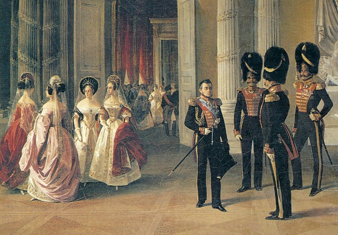 Гербовый зал Зимнего Дворца. Худ. Адольф Ладюрнер, 1838 год