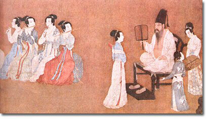 Древняя китайская аристократия в нарядах из шёлка. Картинка взята из открытых источников