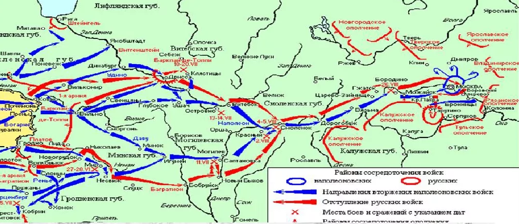 Карта движение наполеона по россии карта