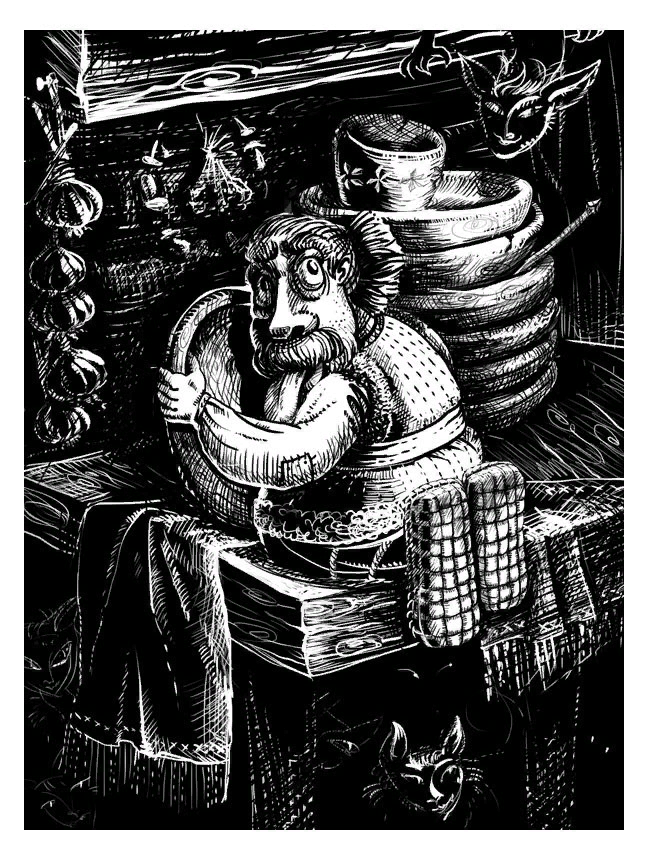 Лизень или жировик. Один из домовых духов в Славянской мифологии. Изображение взято из открытых источников.