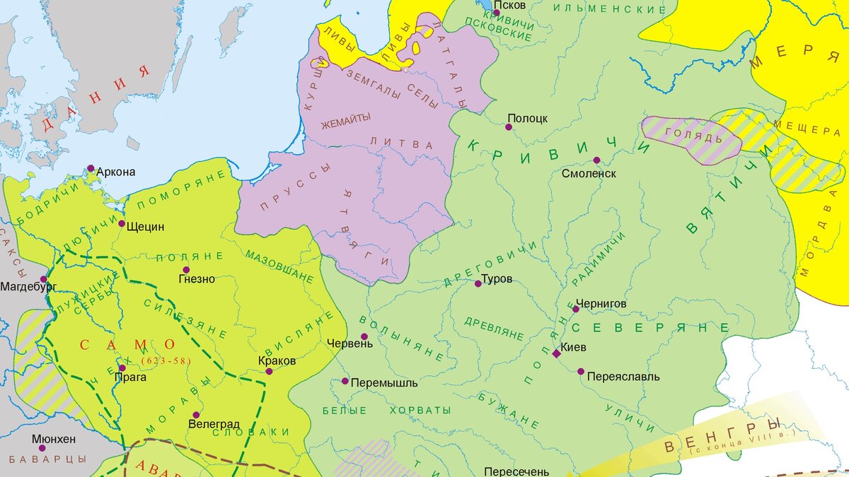 Карта расселения народов древней руси