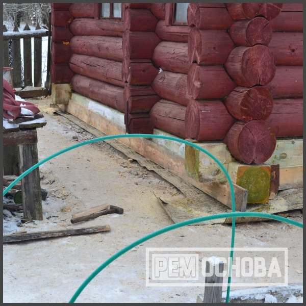 Замена нижних венцов бани на брус 250х250 см