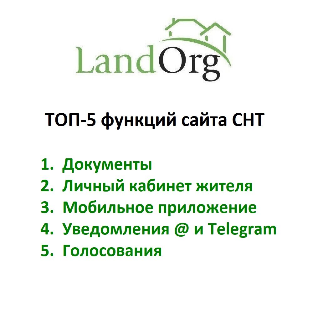 ТОП-5 функций сайта СНТ по востребованности 