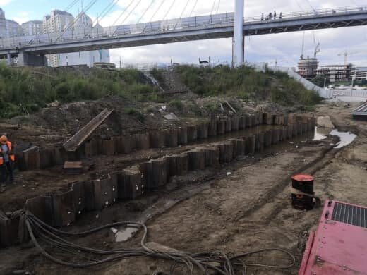 Шпунтовое ограждение на заболоченном грунте