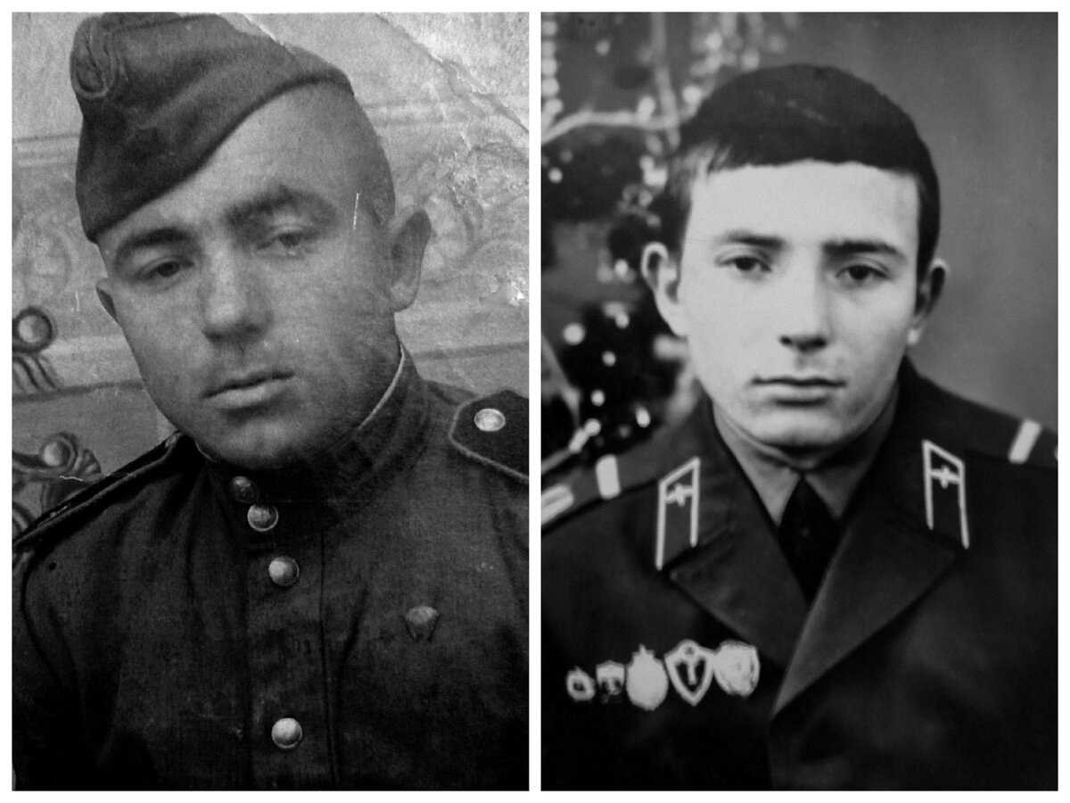 В отличие от отца, закончившего войну ефрейтором, его сын (автор публикации) прошёл в советской армии путь до сержанта. Фото из личного архива автора.