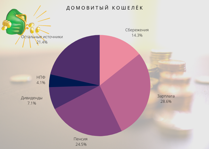 Диаграмма распределения источников дохода у пенсионеров