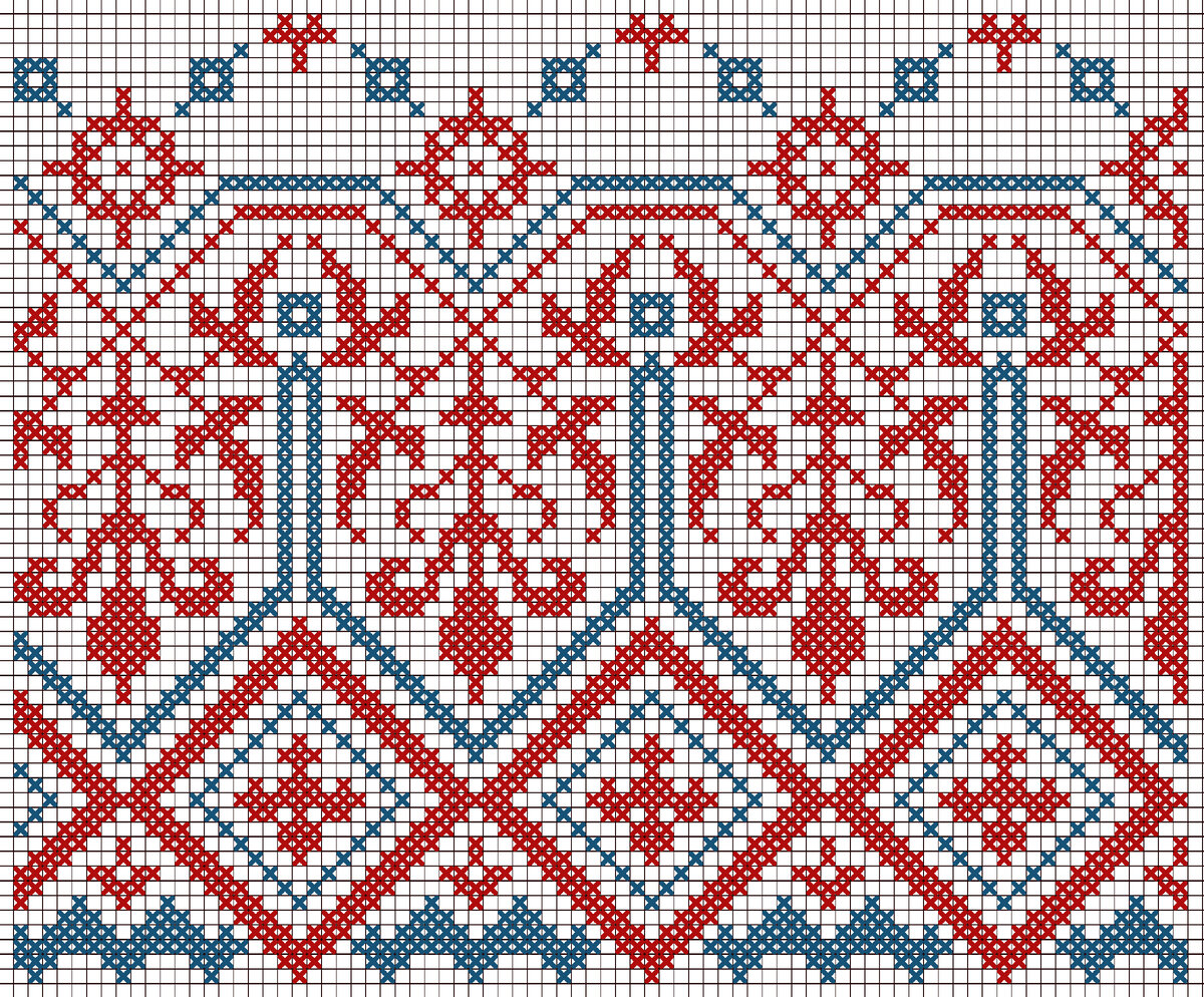 схема вышивки богатый узор с лилиями