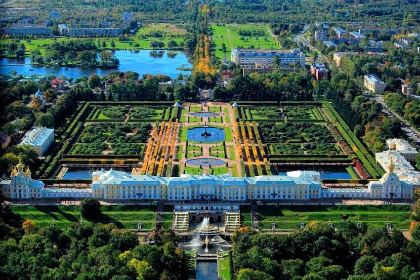 Петродворец фонтаны панорама